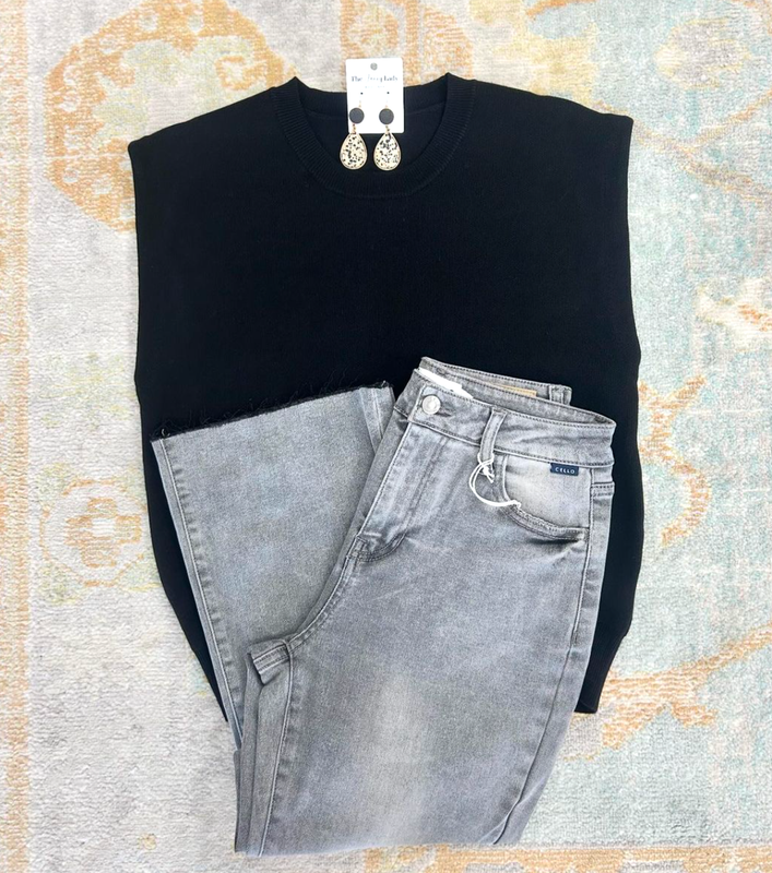 Classic Black Sleeveless Sweater Top