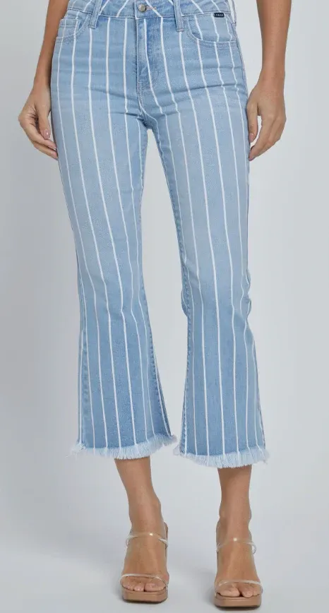 Striped High Rise Crop Flare