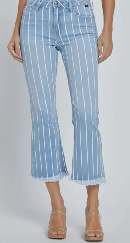 Striped High Rise Crop Flare