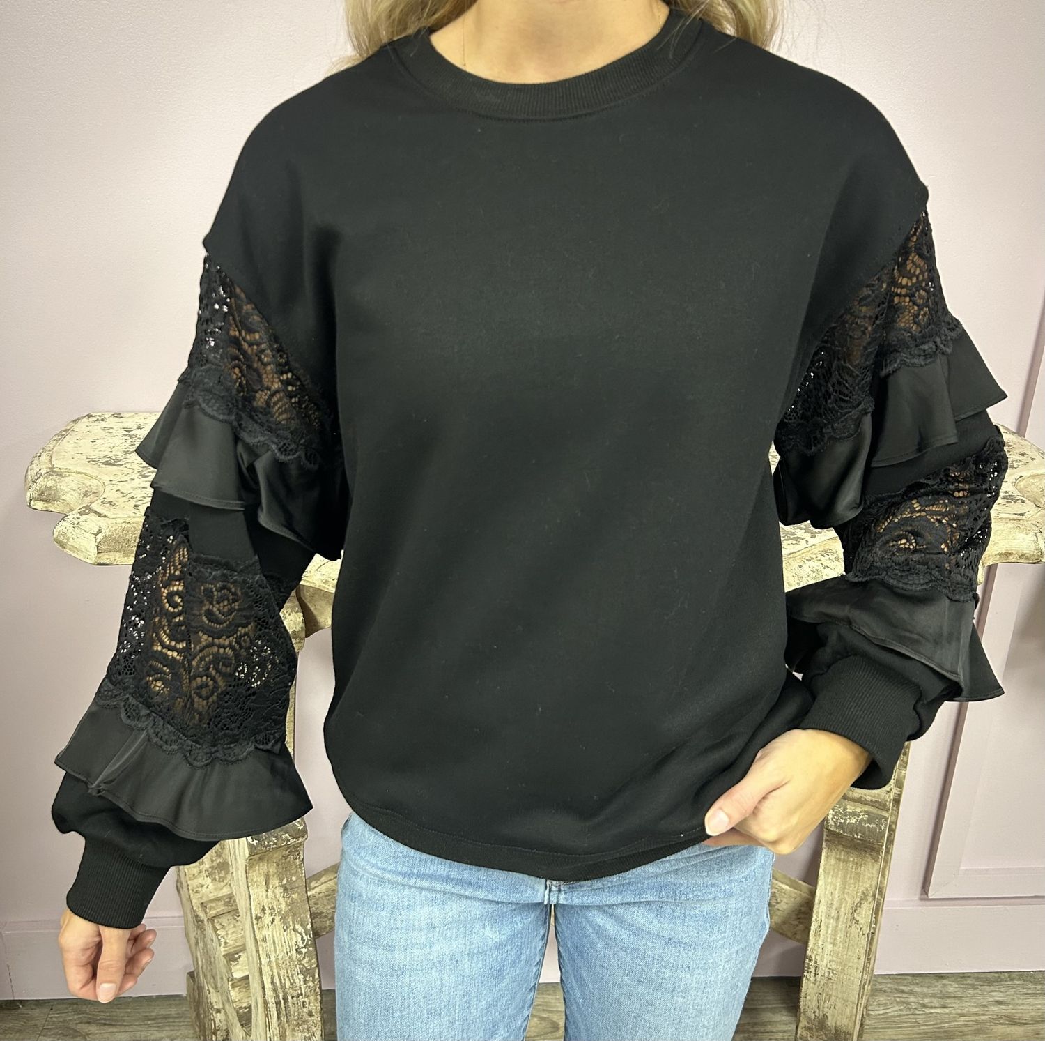 Lacey Ruffle Sleeve Top