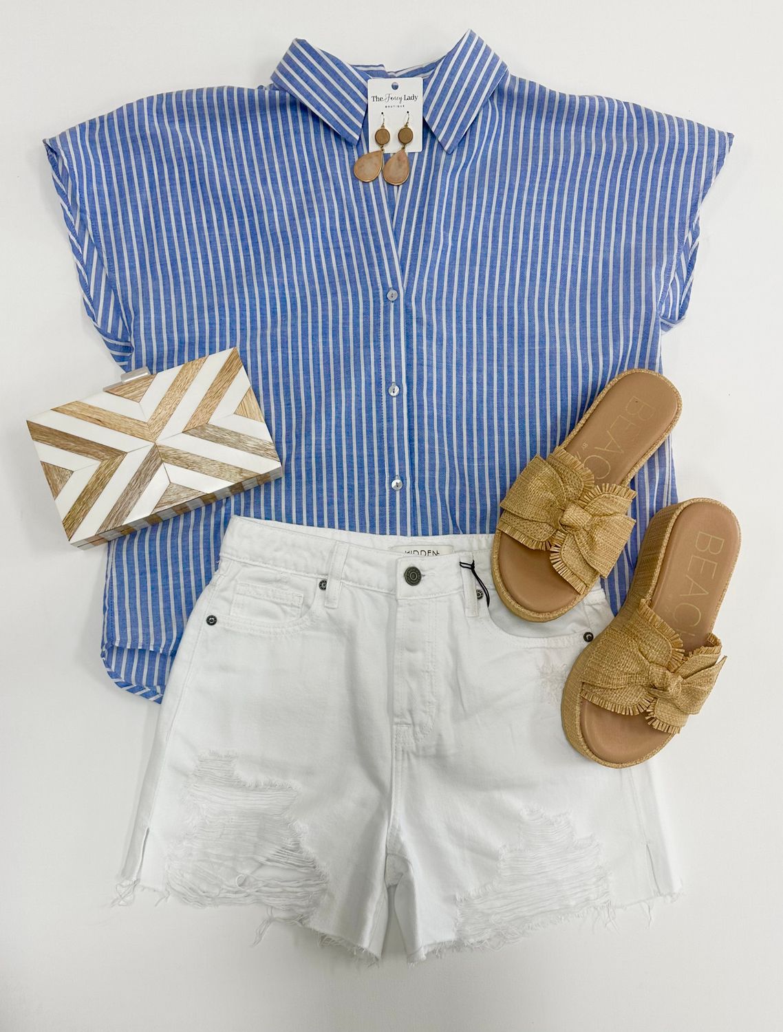 Blue &amp; White Pin Striped Blouse