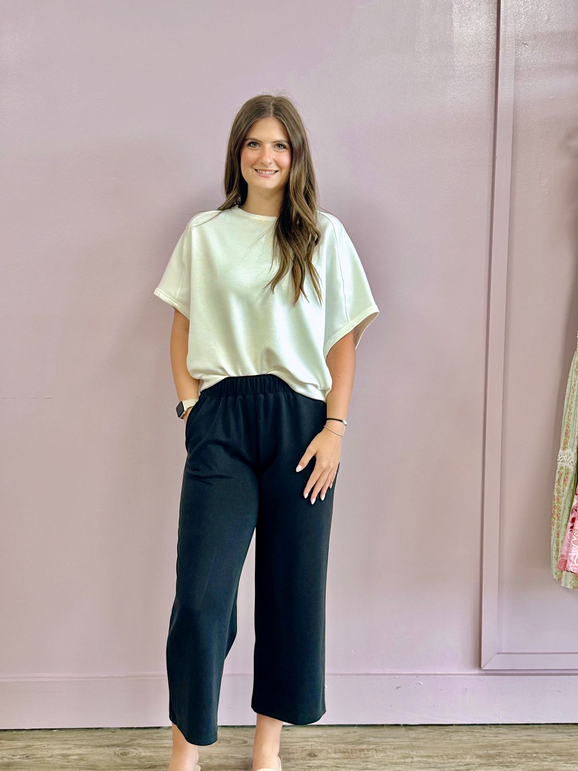 Black Scuba Cropped Pants