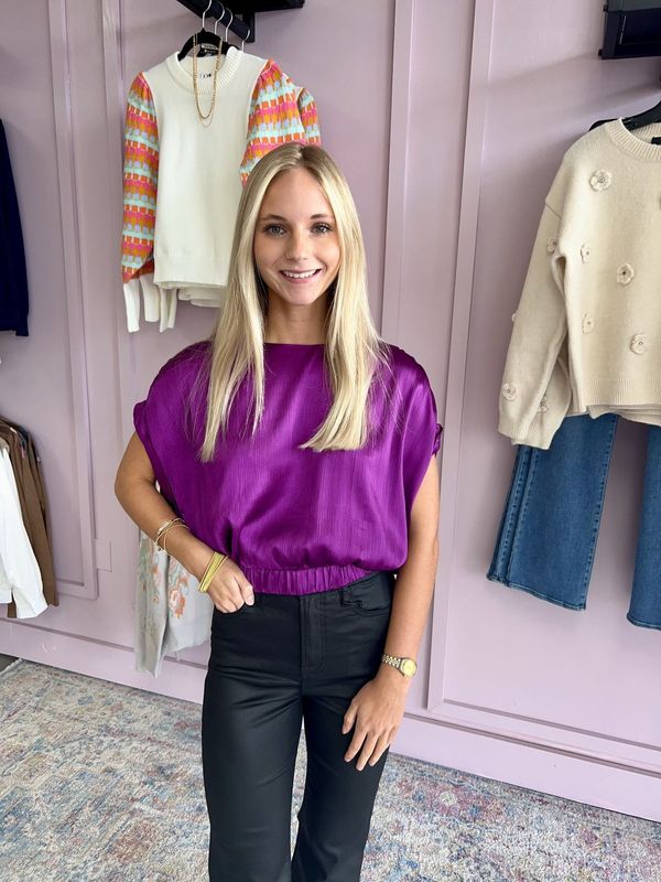 Purple Cap Sleeve Blouse