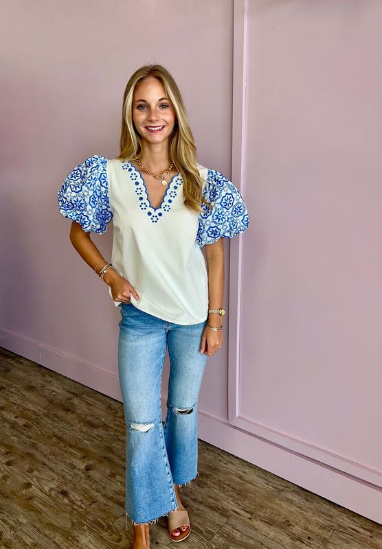 Greece Puff Sleeve Blouse