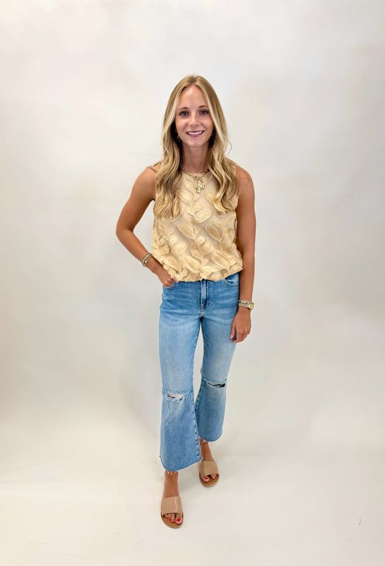 Leaf Textured Bubble Top