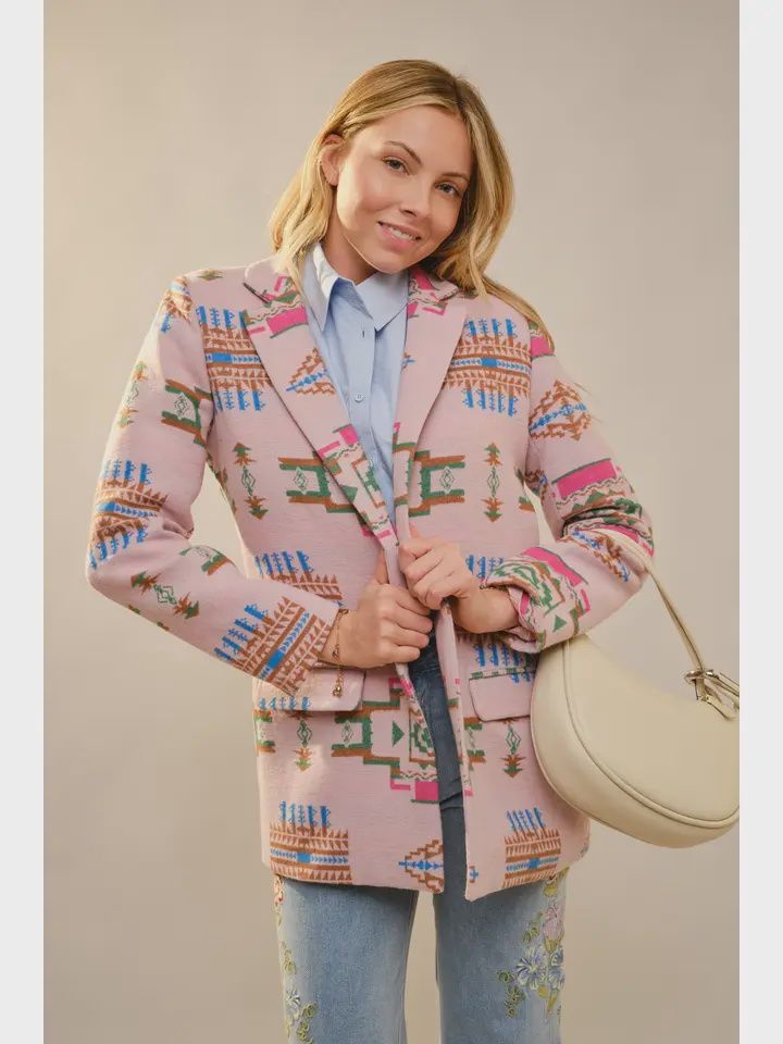 Aztec Button Blazer