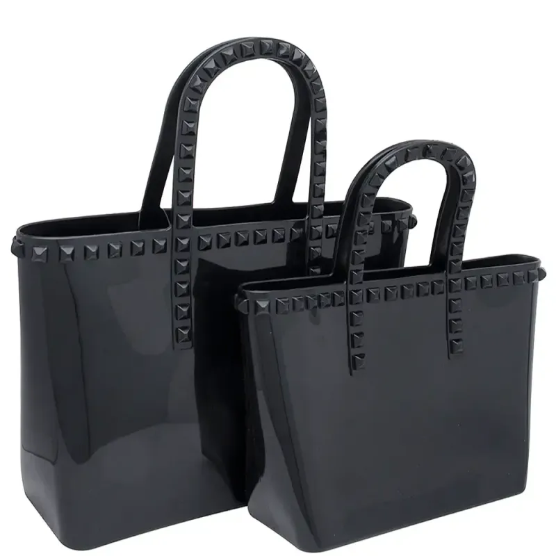 Black Studded Jelly Tote