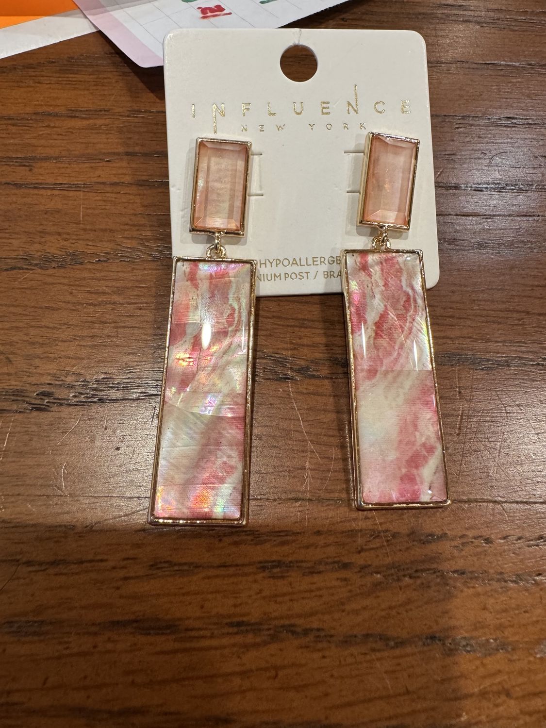 Pink Bar Drop Earring