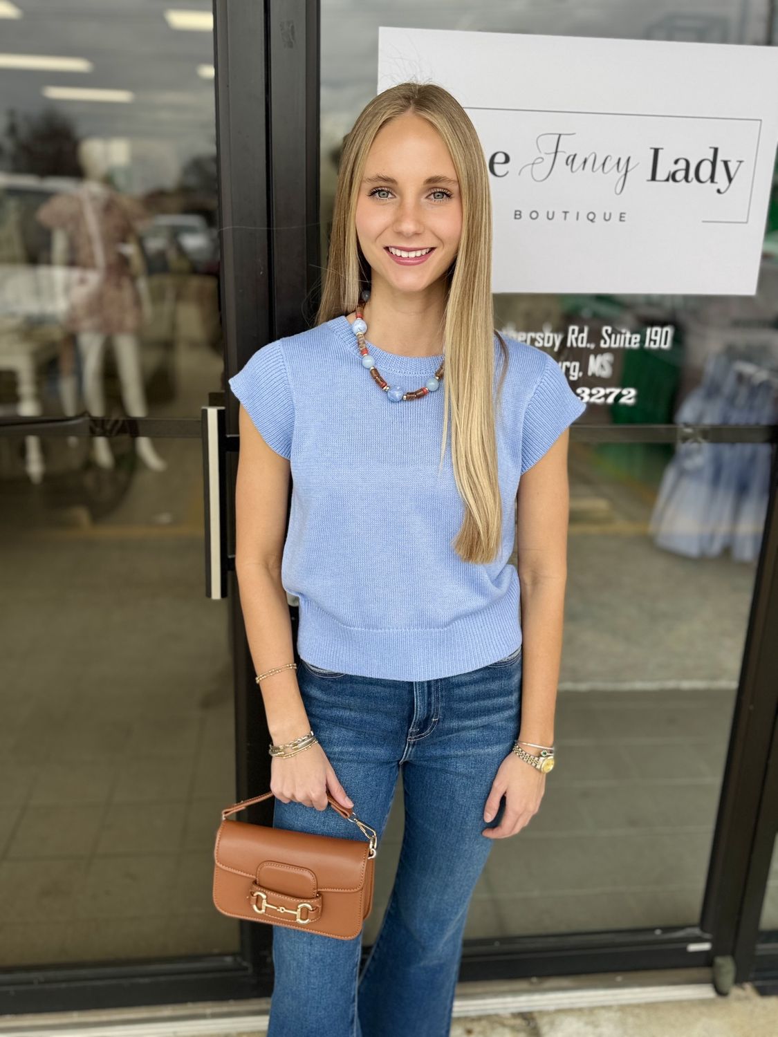 Amanda Sweater Top In Baby Blue