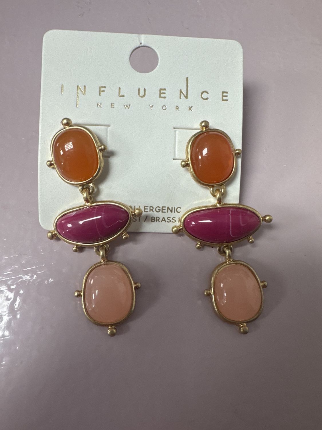 Hot Pink Oval Multi Stone Drop Earring