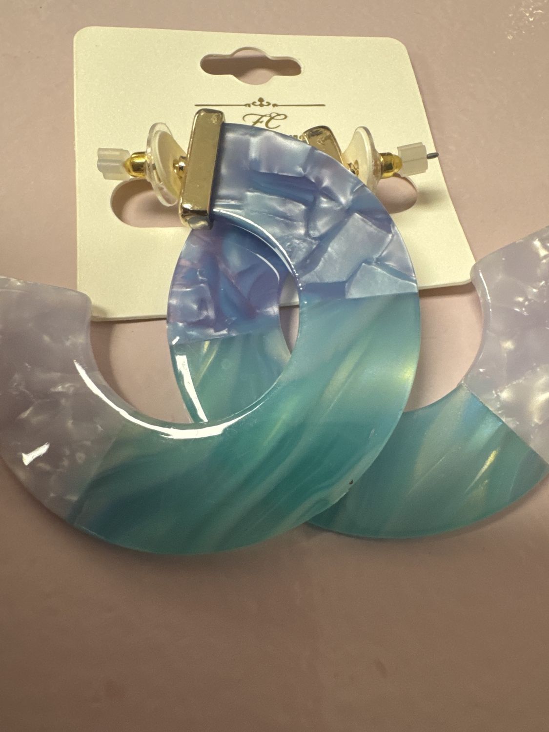 Blue Flat Open Hoops