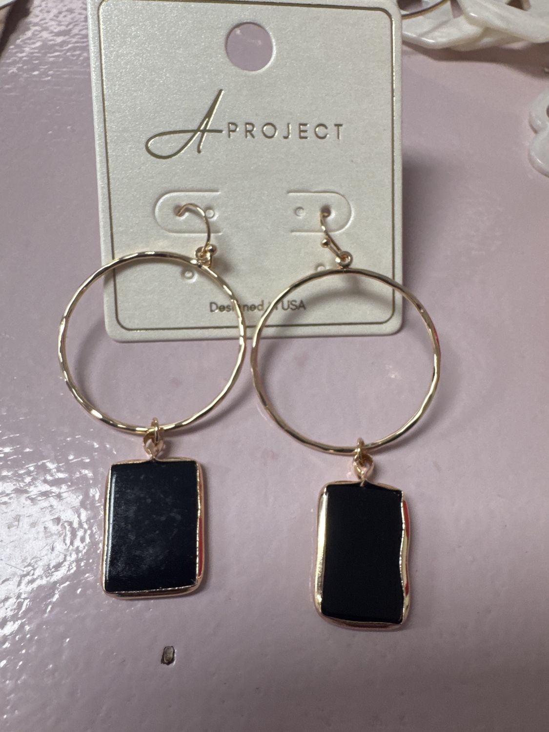 Black Stone Circle earring