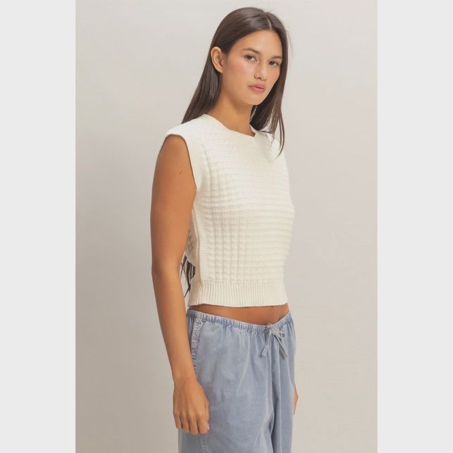 Layla Sleeveless Sweater Top In Cream
