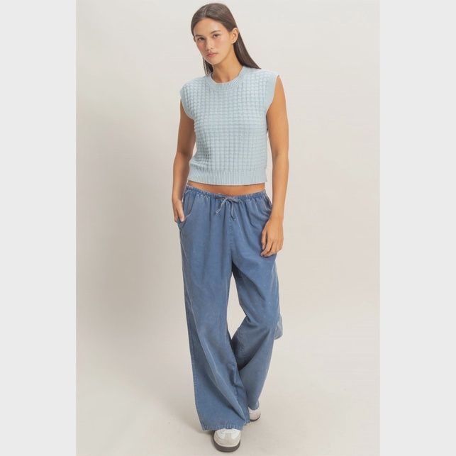 Layla Sleeveless Sweater Top In Baby Blue