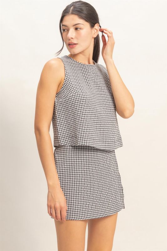 Abigail Gingham Skort Set