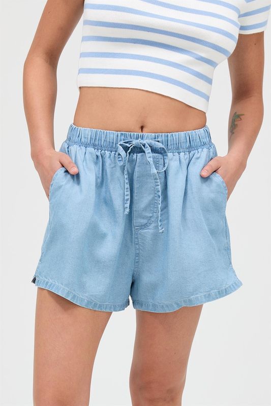 Ainsley Drawstring Light Denim Short