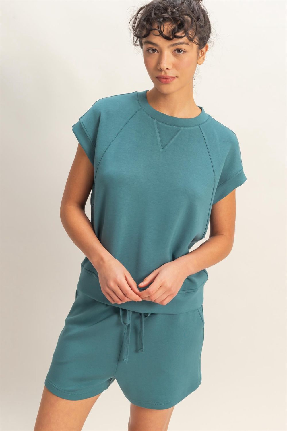 Joy Scuba Short Set In Teal
