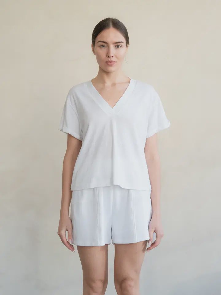 Karson Basic White V Neck