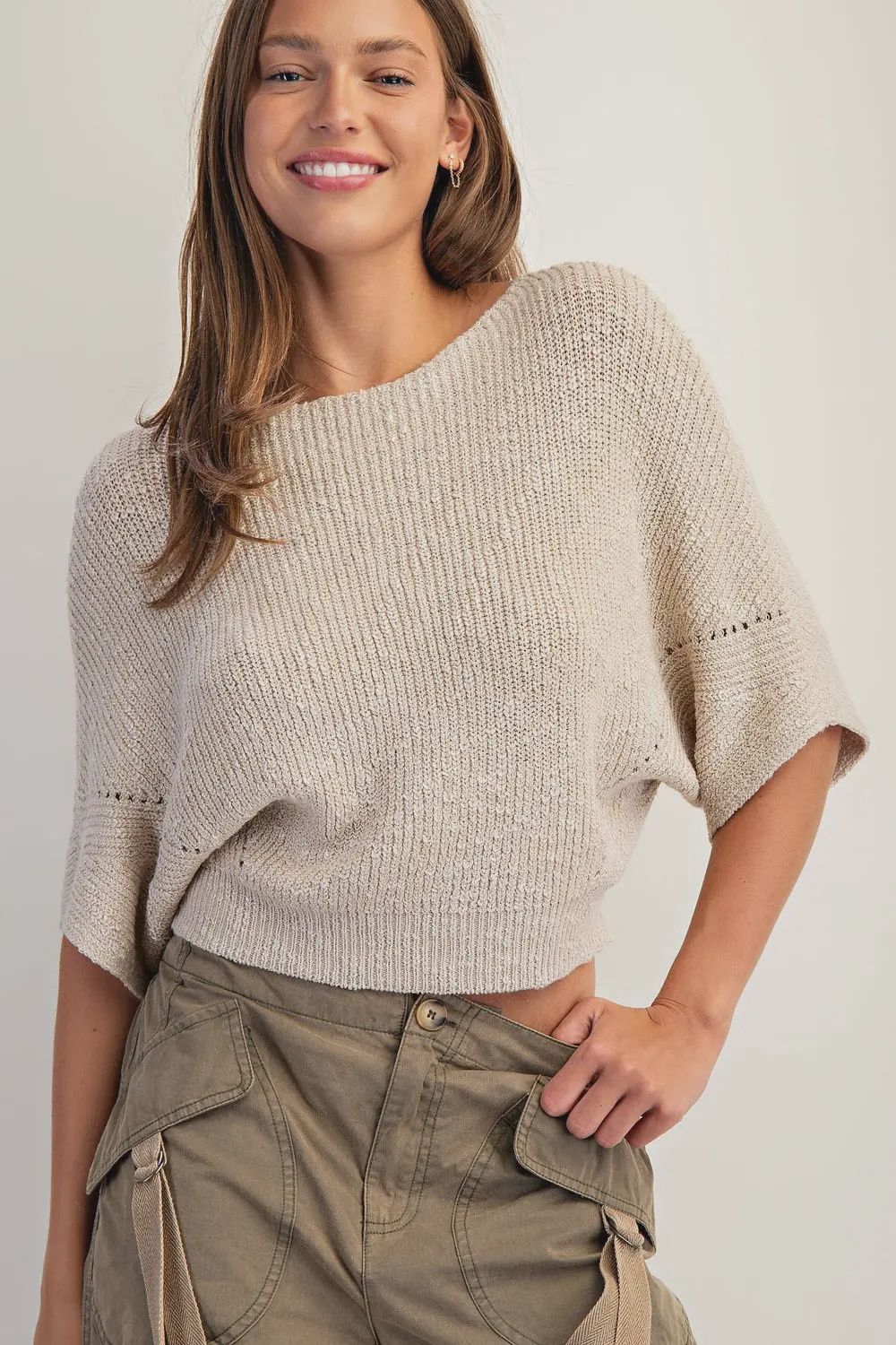 Bella Knit Sweater In Oatmeal