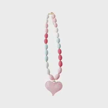 Roxie Pink/Blue Beaded Heart Necklace