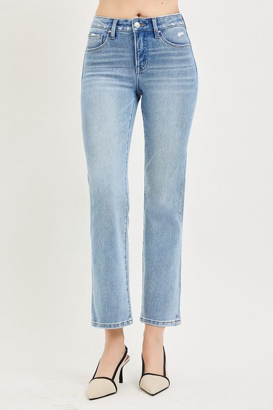 Light Mid Rise Straight Jeans