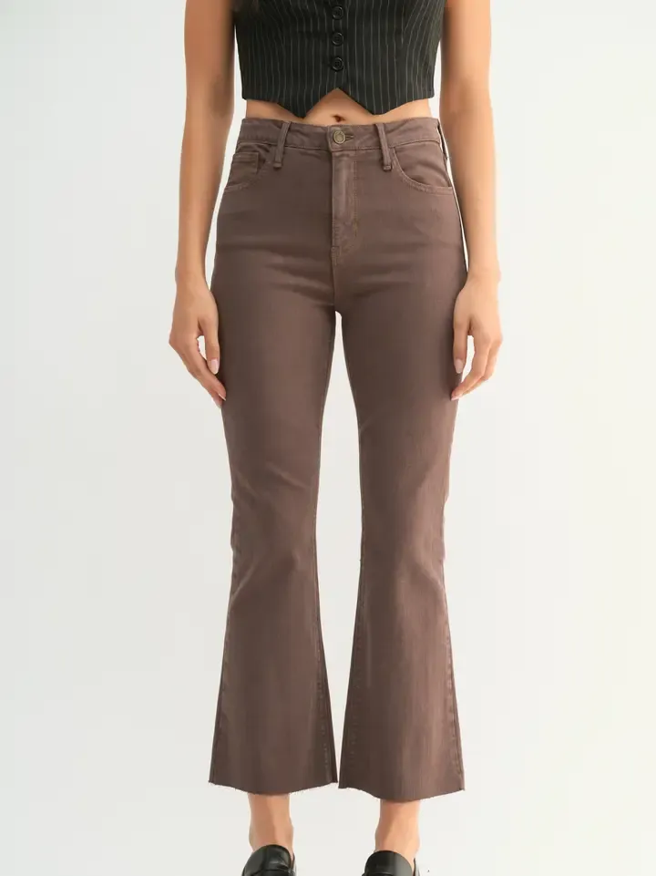 Vintage Brown Tonal Crop Flare