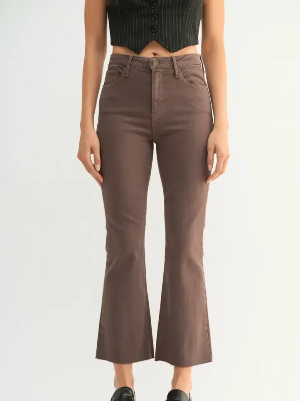 Vintage Brown Tonal Crop Flare