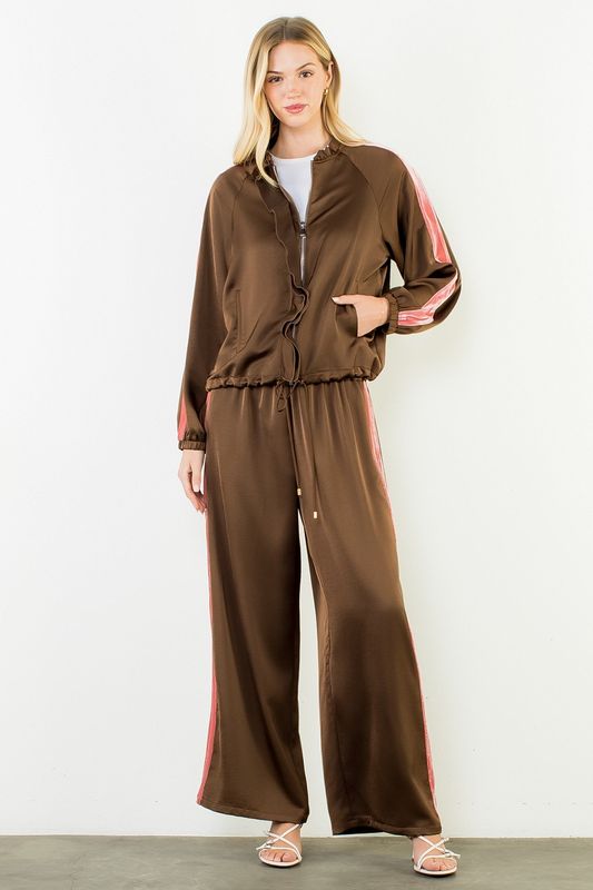 Claire Pant Set with Velvet Trim