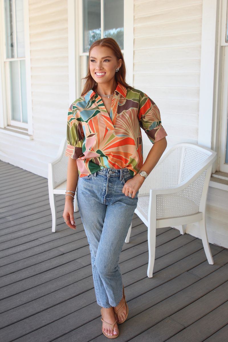 Karlie Floral V-Neck Blouse