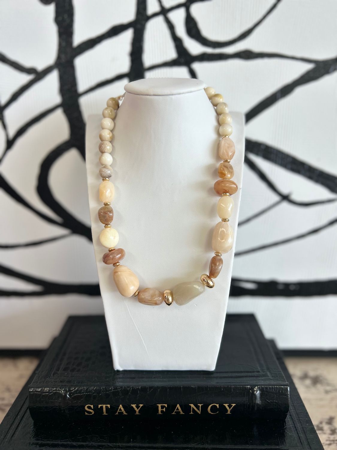 Beige Multi Beaded Necklace