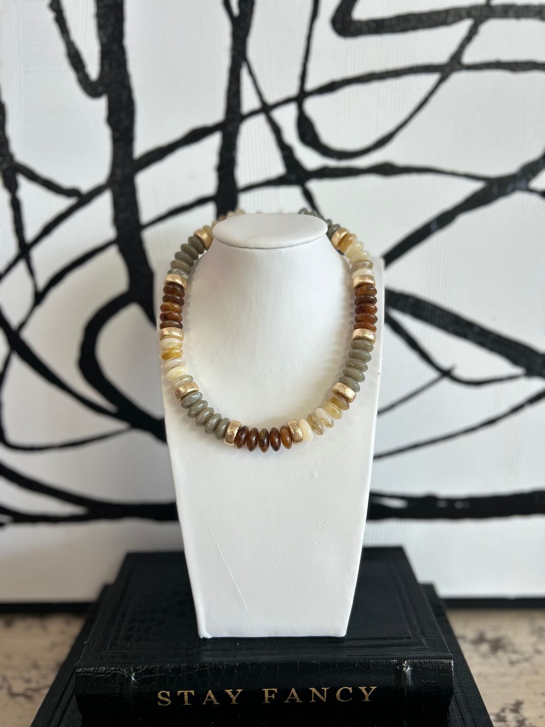 Sage/Brown Multi Beaded Necklace