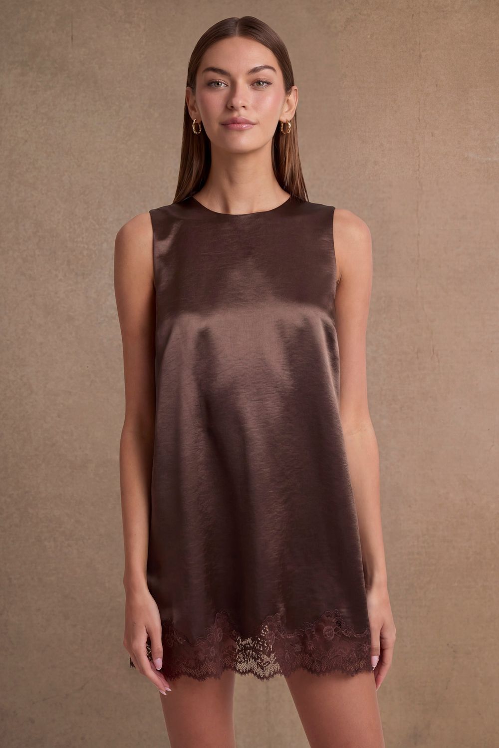 Ginger Satin Lace Mini Dress