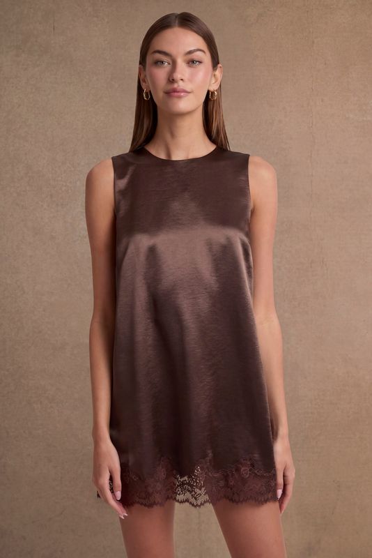 Ginger Satin Lace Mini Dress