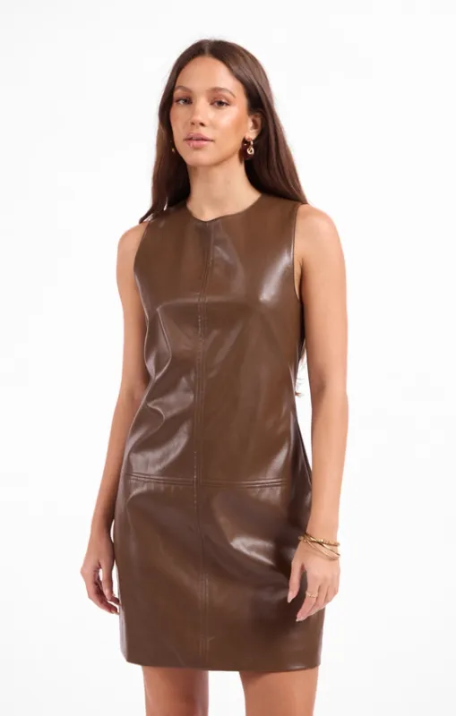 Sage Brown Leather Dress
