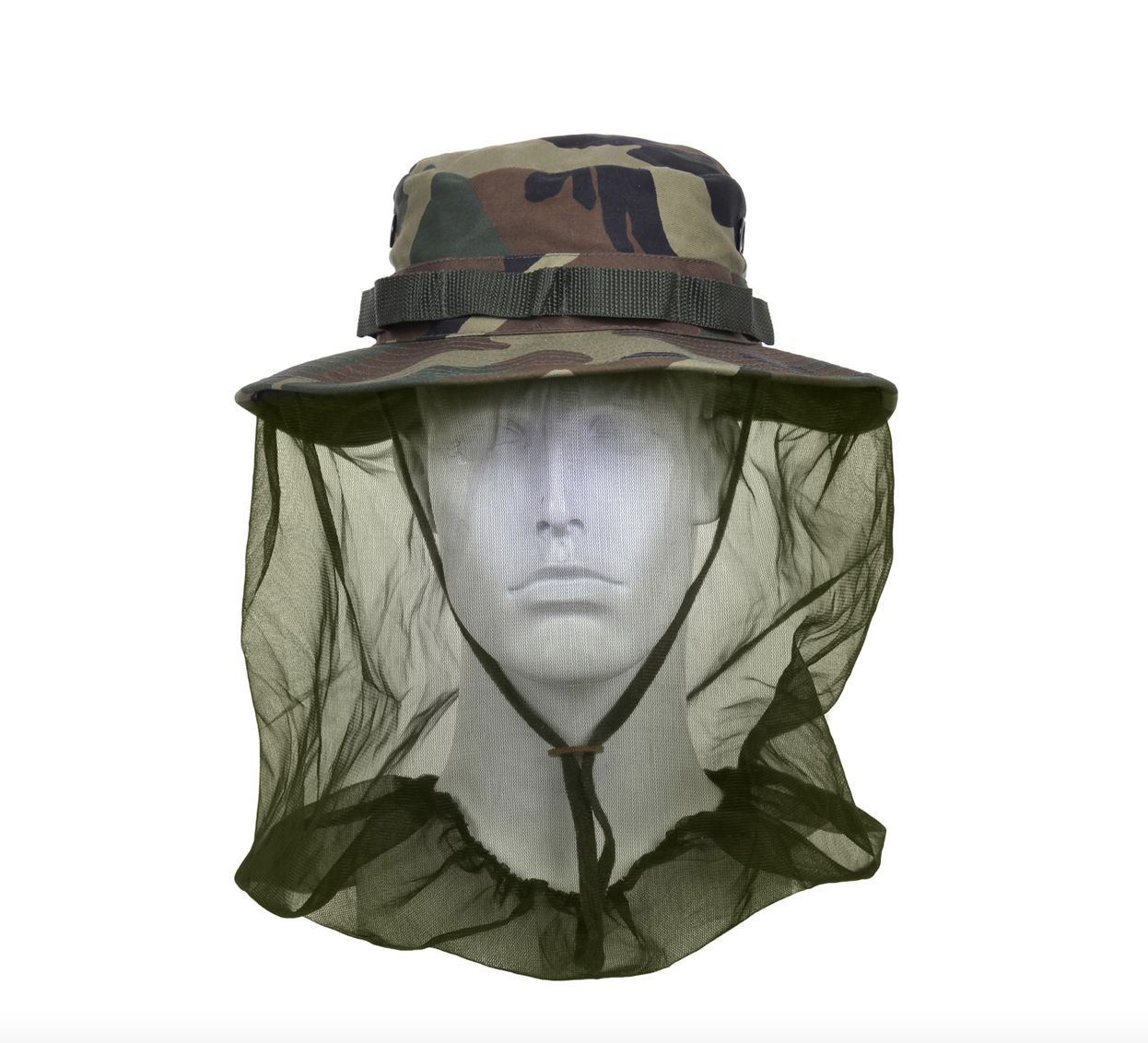 BOONIE HAT WITH MOSQUITO NETTING, COLOR: WOODLAND, Size: 7