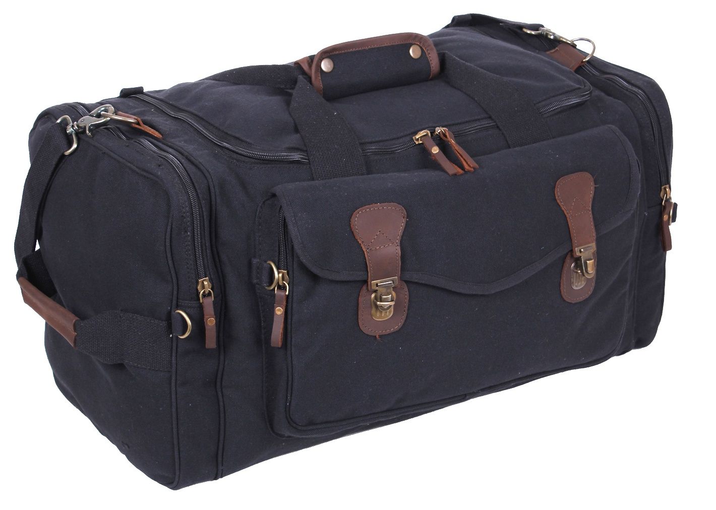 CANVAS LONG WEEKEND BAG, COLOR: BLACK
