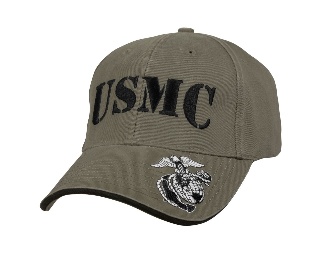 DELUXE VINTAGE USMC EMBROIDERED LOW PROFILE CAP, COLOR: OLIVE DRAB