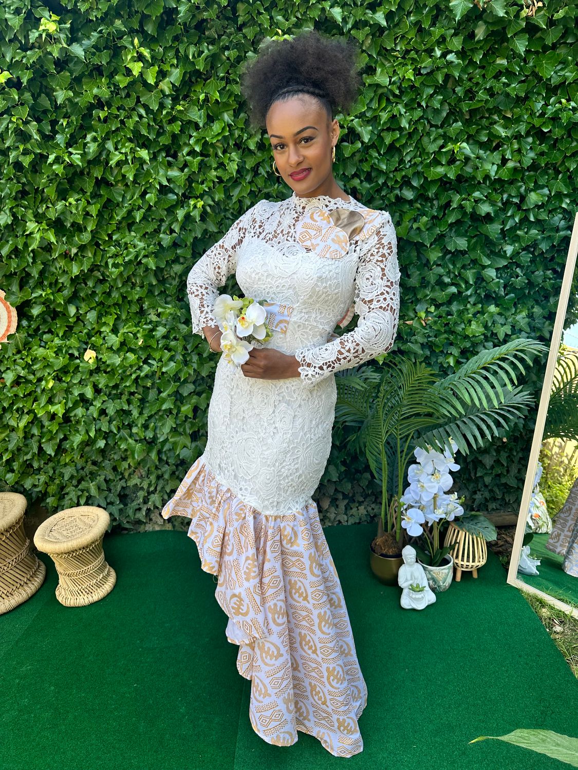Robe Maxi Blanche Dentelle et Wax