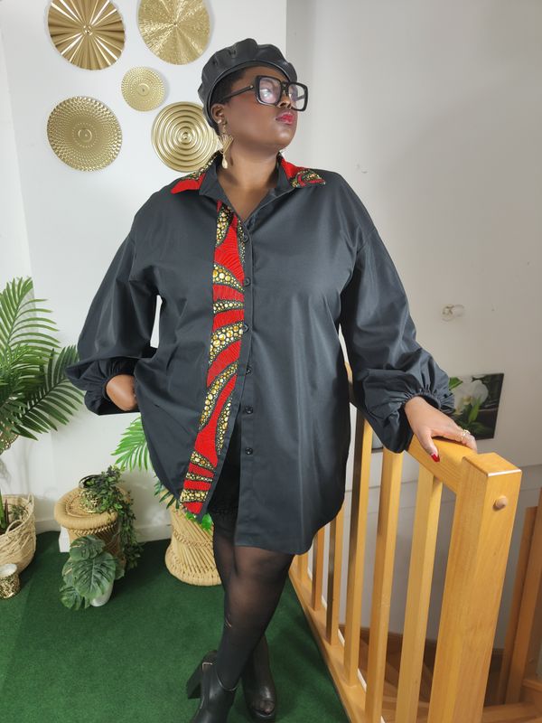 Tunique Chemisier Noire Wax
