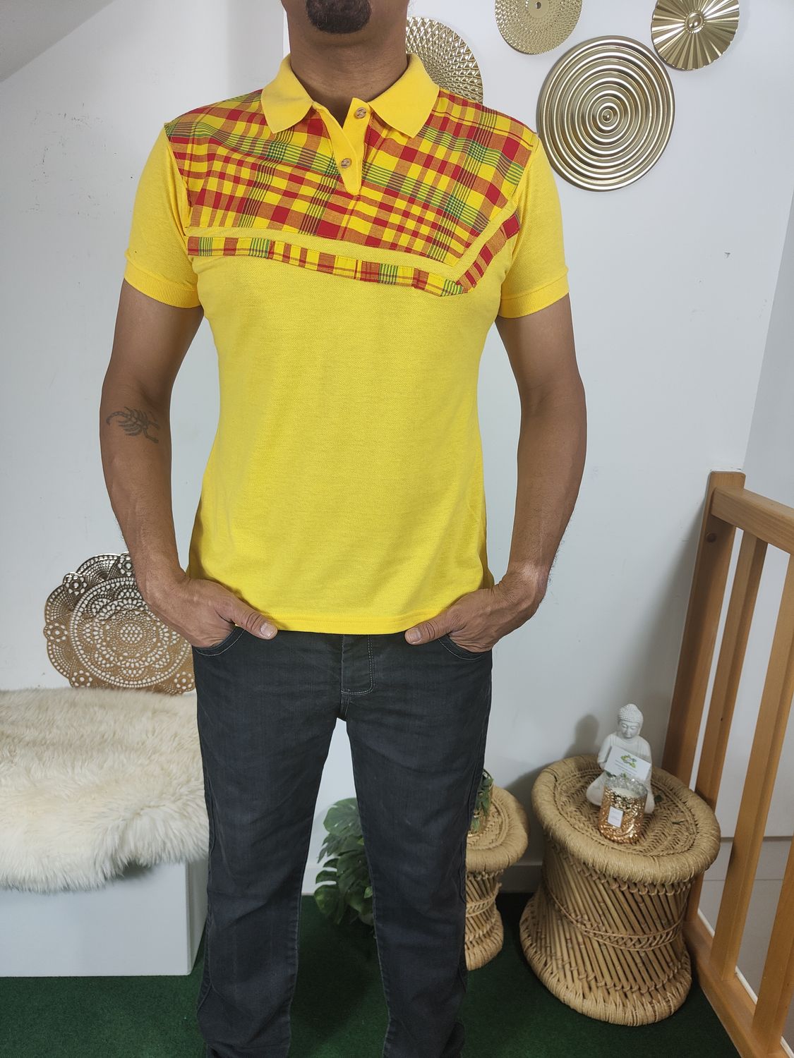 Haut Polo Jaune Madras
