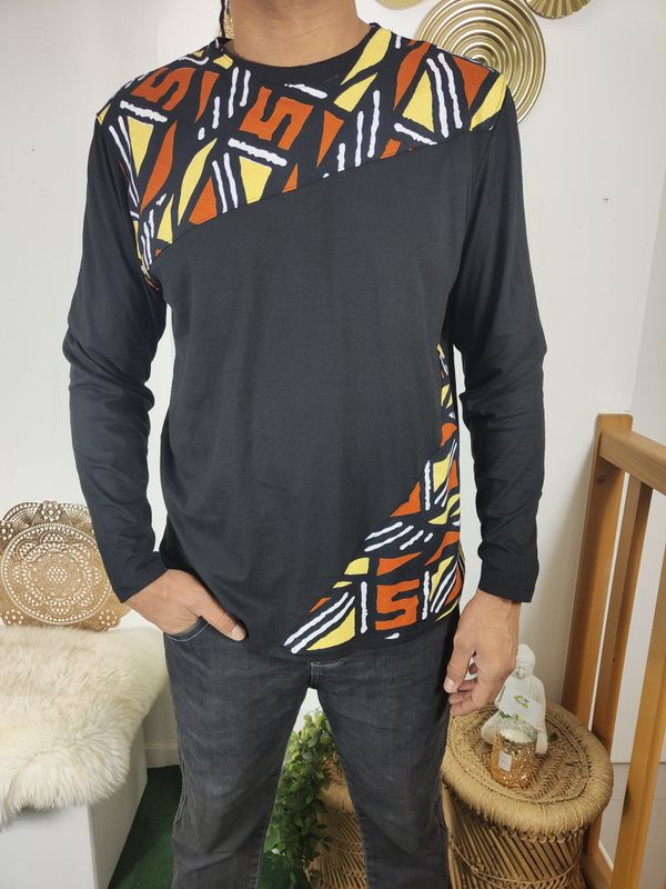 Haut T-shirt Noir Wax
