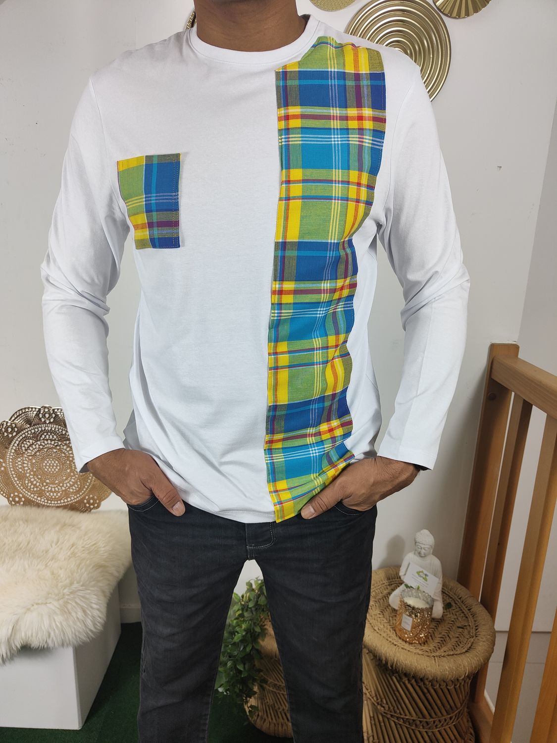 Haut T-shirt Blanc Madras