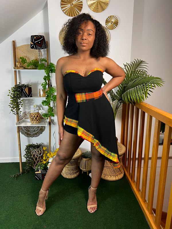Tunique Bustier Noire Madras