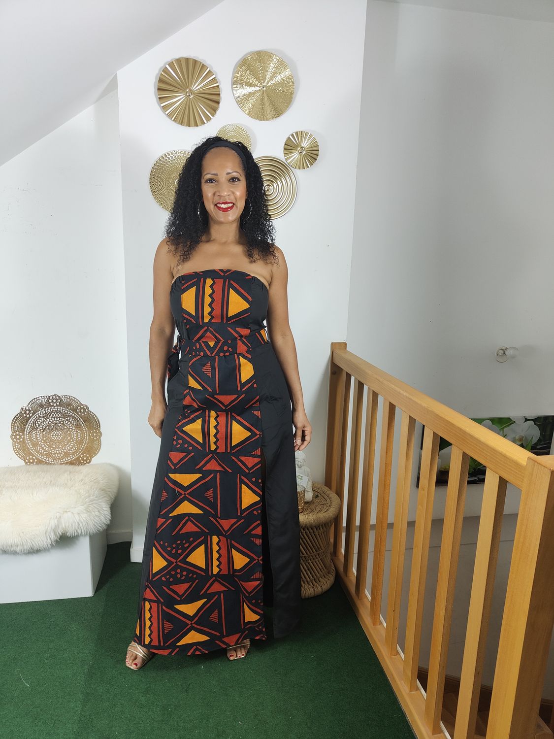Robe Maxi Bustier Noir Wax