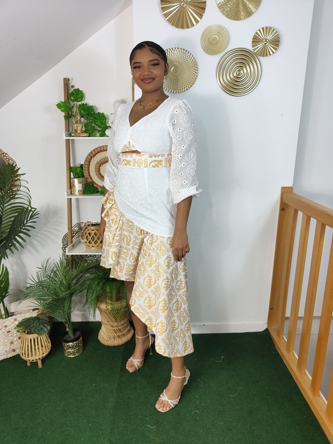 Robe broderie anglaise Blanche Madras