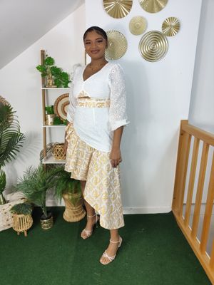 Robe broderie anglaise Blanche Madras