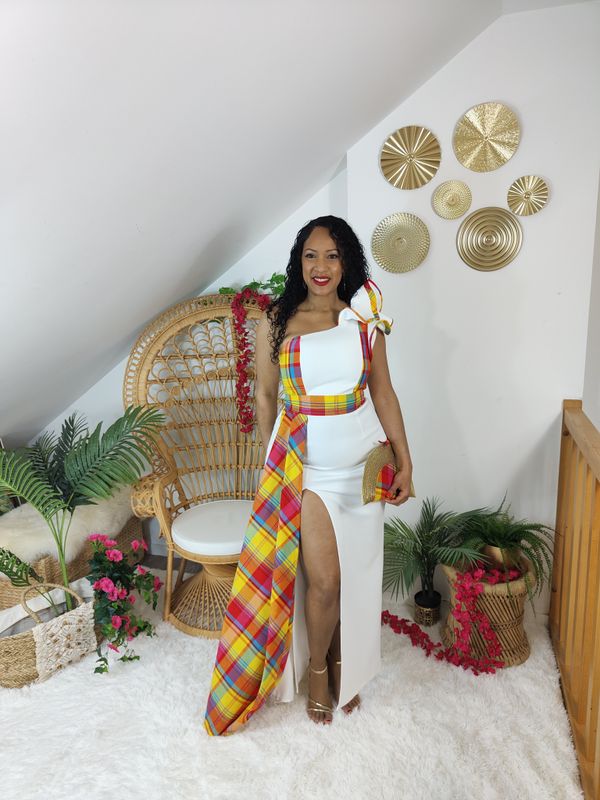 Robe Bustier asymétrique Madras