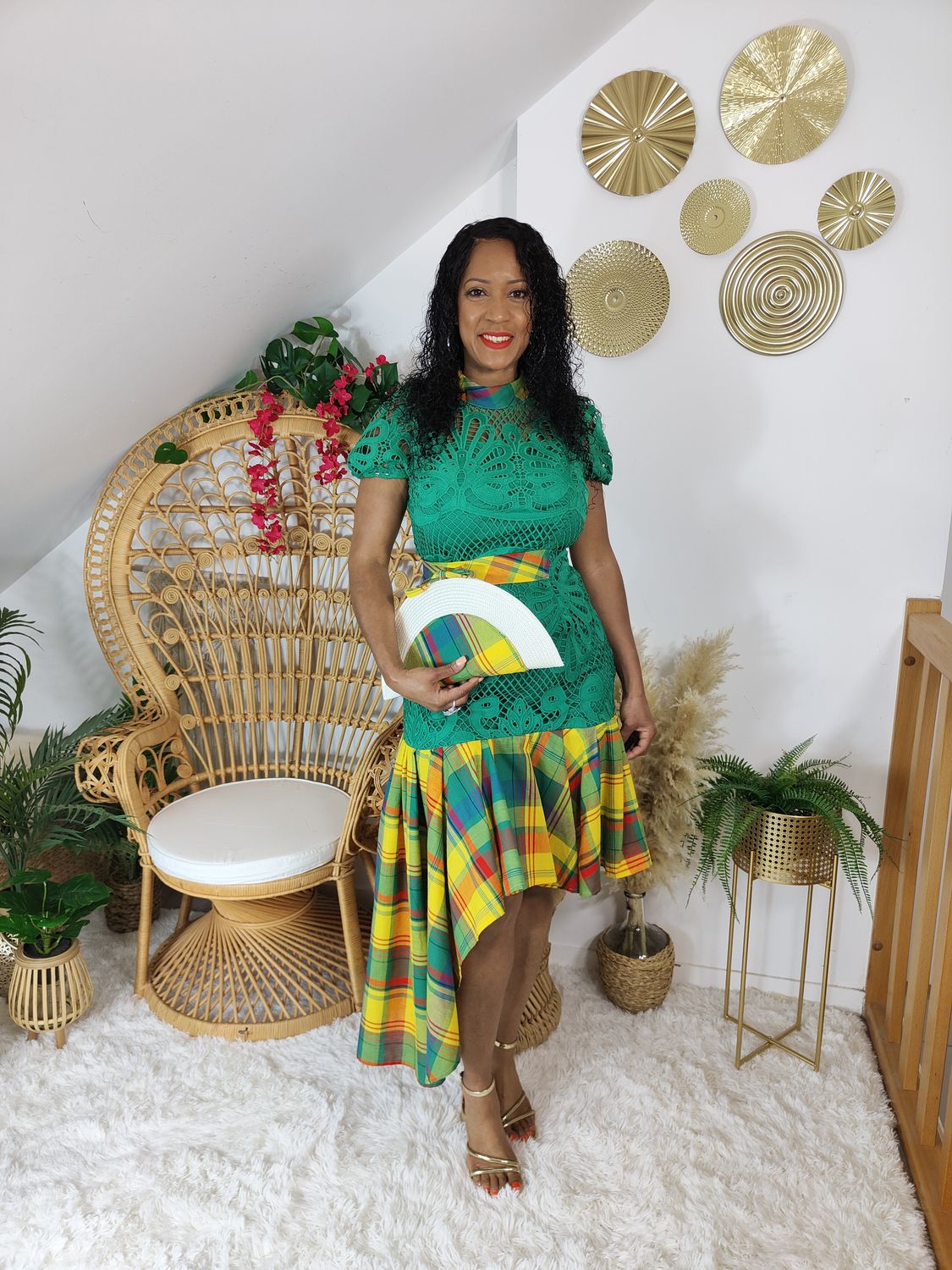 Robe Dentelle Guipure et Madras