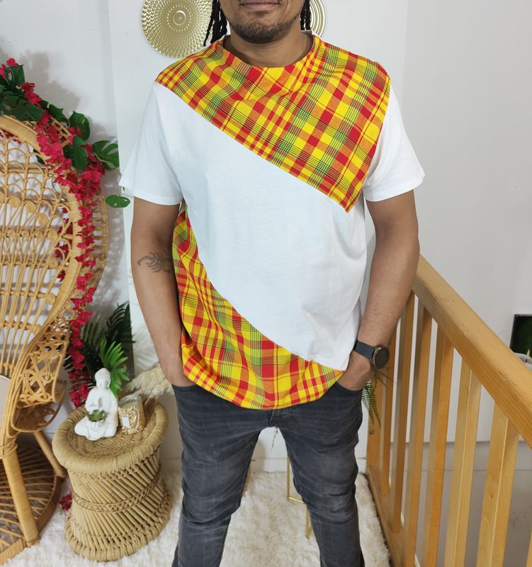 Haut T-shirt Blanc Madras