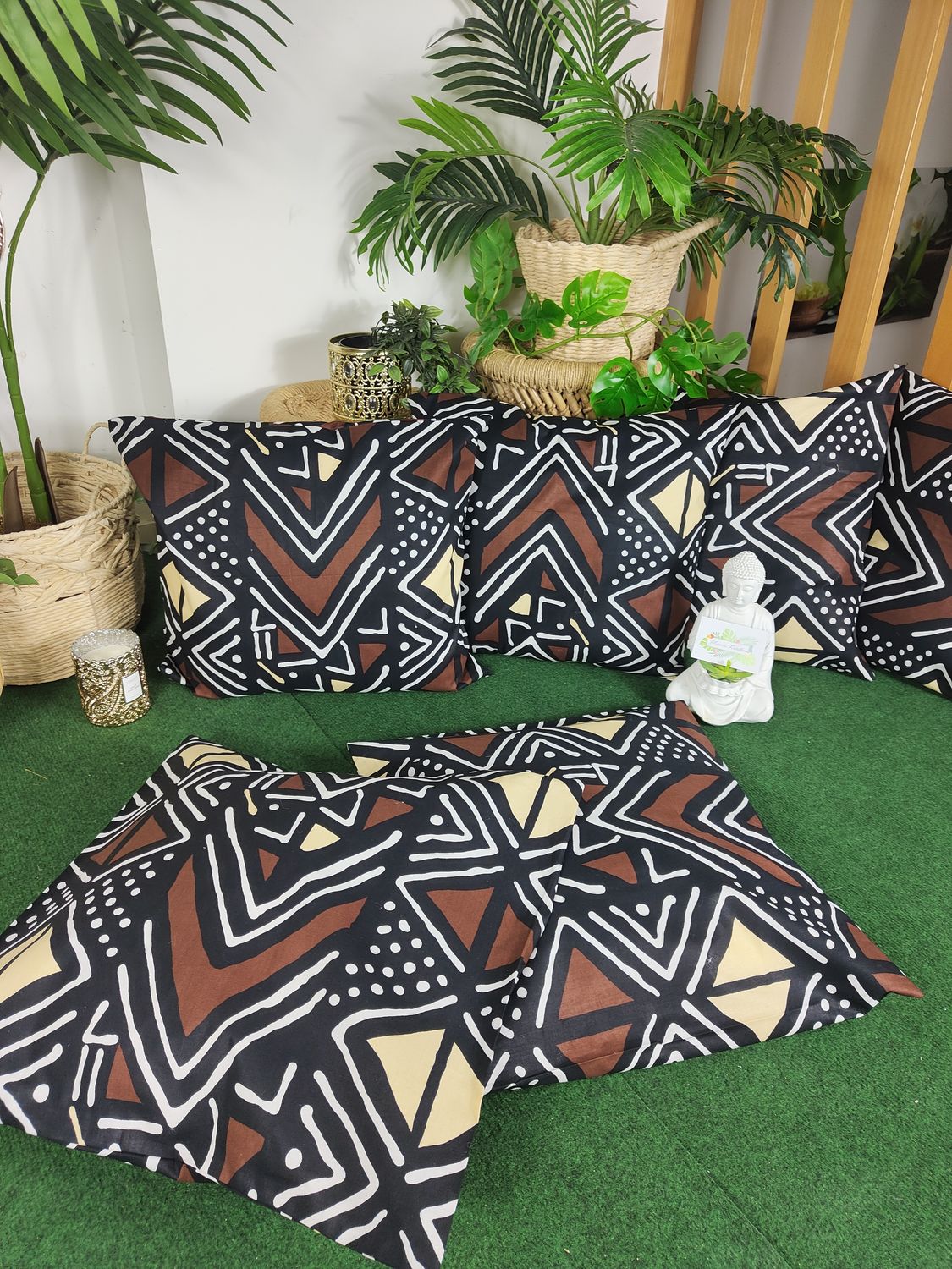Lot ensemble 6 coussins décoration d'intérieur wax